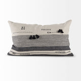 Thalia 13x21 Black and Beige Fabric Striped w/Fringe Pillow Cover w/Down Filler, Set of 2 from Mercana - Luna Furniture