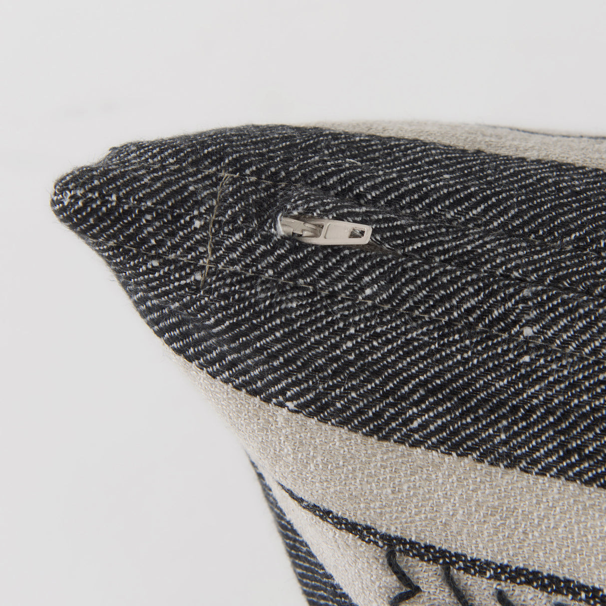 Thalia 13x21 Black and Beige Fabric Striped w/Fringe Pillow Cover w/Down Filler, Set of 2 from Mercana - Luna Furniture