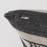Thalia 13x21 Black and Beige Fabric Striped w/Fringe Pillow Cover w/Down Filler, Set of 2 from Mercana - Luna Furniture