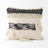 Beardell 18x18 Cream And Black w/Tassels Pillow Cover w/Down Filler, Set of 2 from Mercana - Luna Furniture