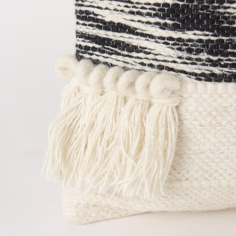 Beardell 18x18 Cream And Black w/Tassels Pillow Cover w/Down Filler, Set of 2 from Mercana - Luna Furniture