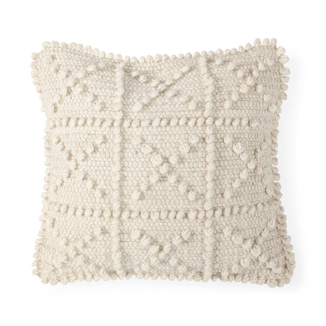 Leroy 18x18 Cream Raised Pattern Detail Pillow Cover w/Down Filler, Set of 2 from Mercana - Luna Furniture