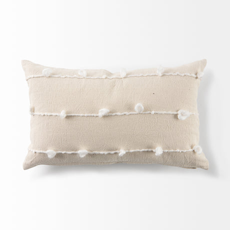 Erica 13x21 Cream With White Detail Pillow Cover w/Down Filler, Set of 2 from Mercana - Luna Furniture