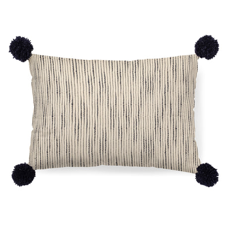 Krystal 13x21 Cream/Blue Pom Pom Pillow Cover w/Down Filler, Set of 2 from Mercana - Luna Furniture