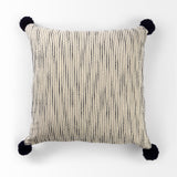 Krystal 18 x 18 Cream/Black Pom Pom Pillow Cover w/Filler, Set of 2 from Mercana - Luna Furniture