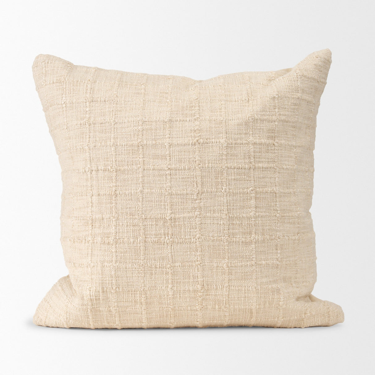 Jacory 22x22 Cream Checker Textured Decorative Square Pillow Cover w/Down Filler, Set of 2 from Mercana - Luna Furniture