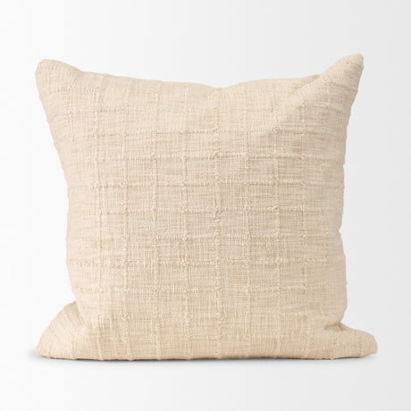 Jacory 22x22 Cream Checker Textured Decorative Square Pillow Cover w/Down Filler, Set of 2 from Mercana - Luna Furniture