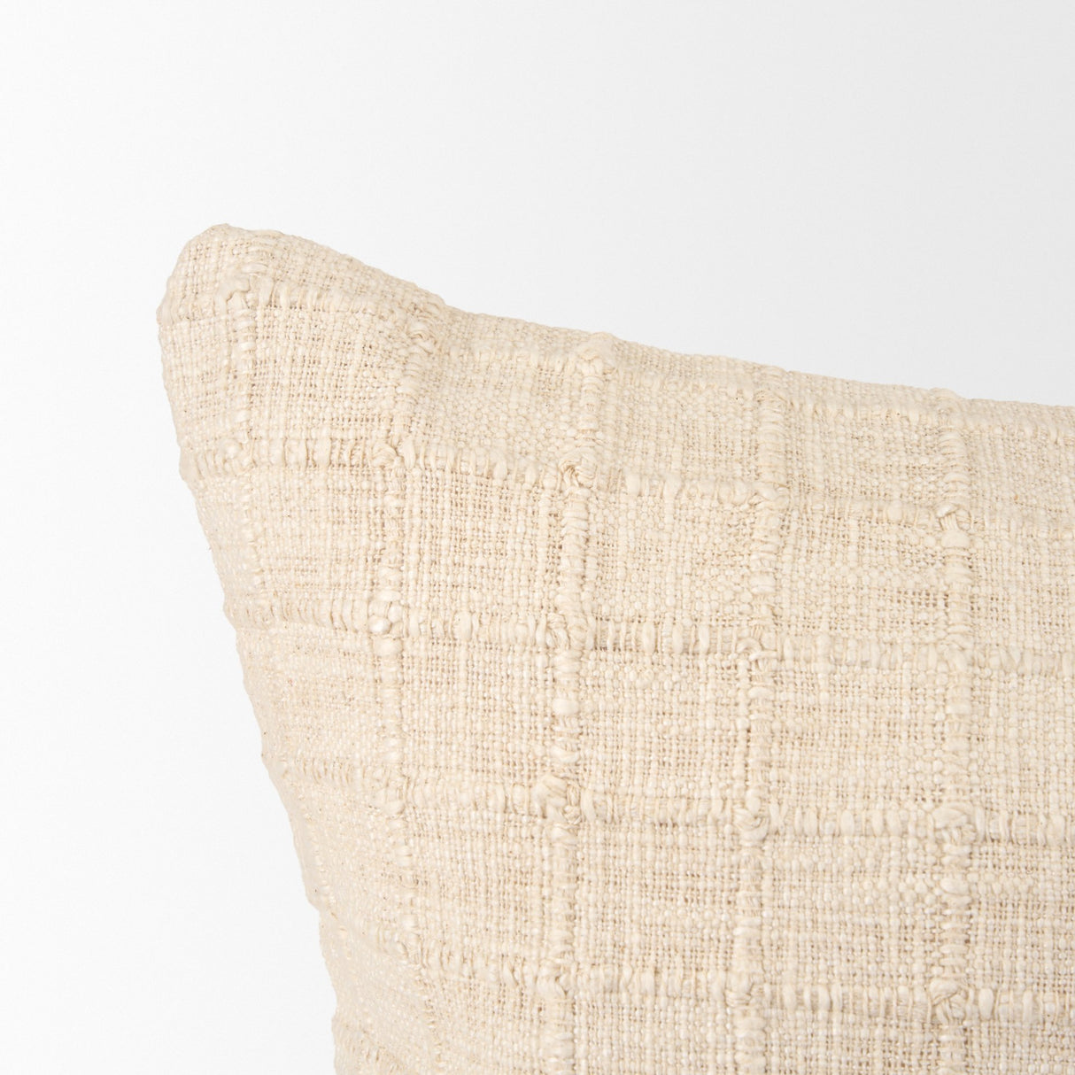Jacory 22x22 Cream Checker Textured Decorative Square Pillow Cover w/Down Filler, Set of 2 from Mercana - Luna Furniture