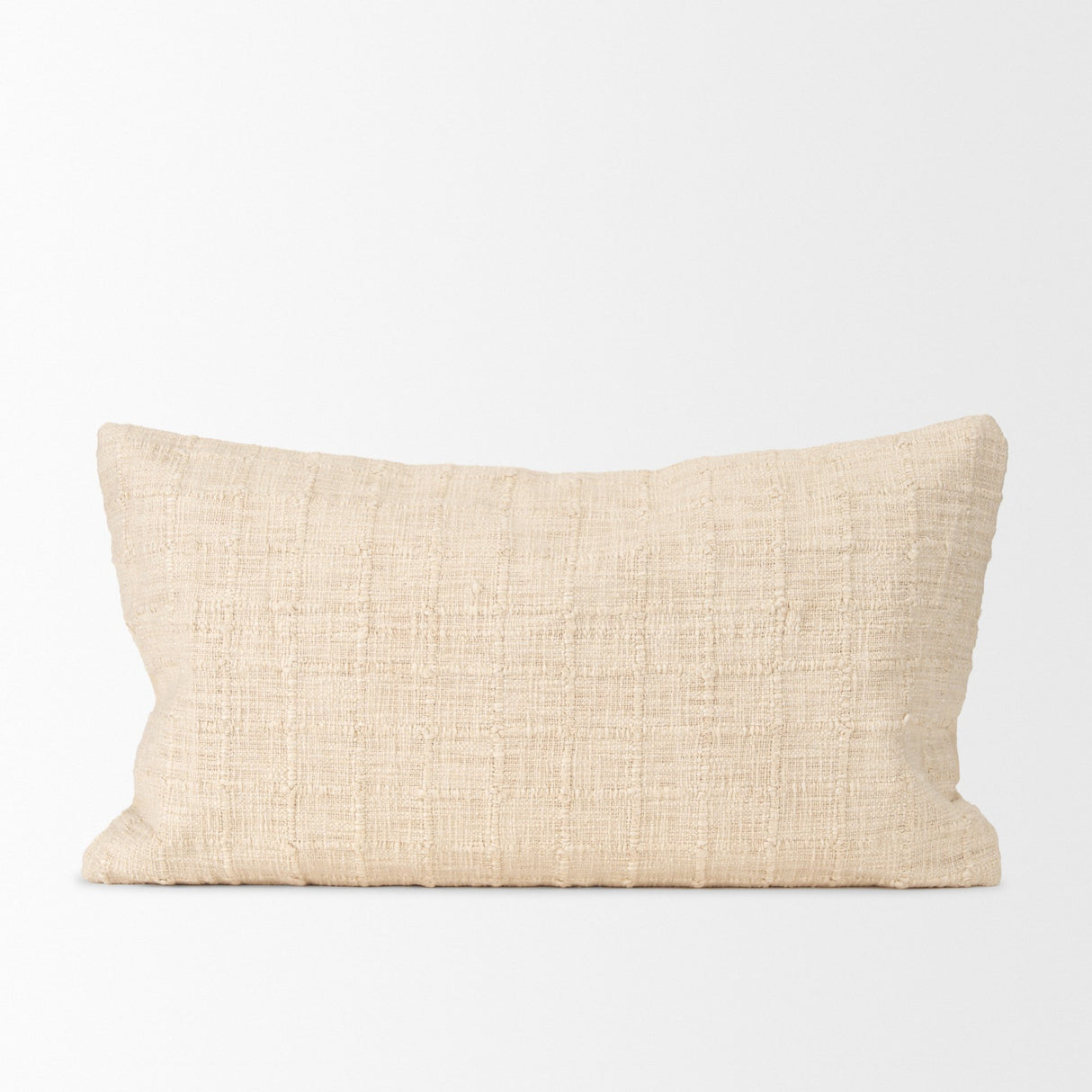 Jacory 14x26 Cream Checker Textured Lumbar Pillow Cover w/Down Filler, Set of 2 from Mercana - Luna Furniture