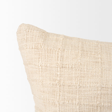 Jacory 14x26 Cream Checker Textured Lumbar Pillow Cover w/Down Filler, Set of 2 from Mercana - Luna Furniture
