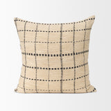 Jaela 22x22 Beige/Black Striped Checkered Square Throw Pillow Cover w/Down Filler, Set of 2 from Mercana - Luna Furniture