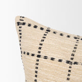 Jaela 22x22 Beige/Black Striped Checkered Square Throw Pillow Cover w/Down Filler, Set of 2 from Mercana - Luna Furniture