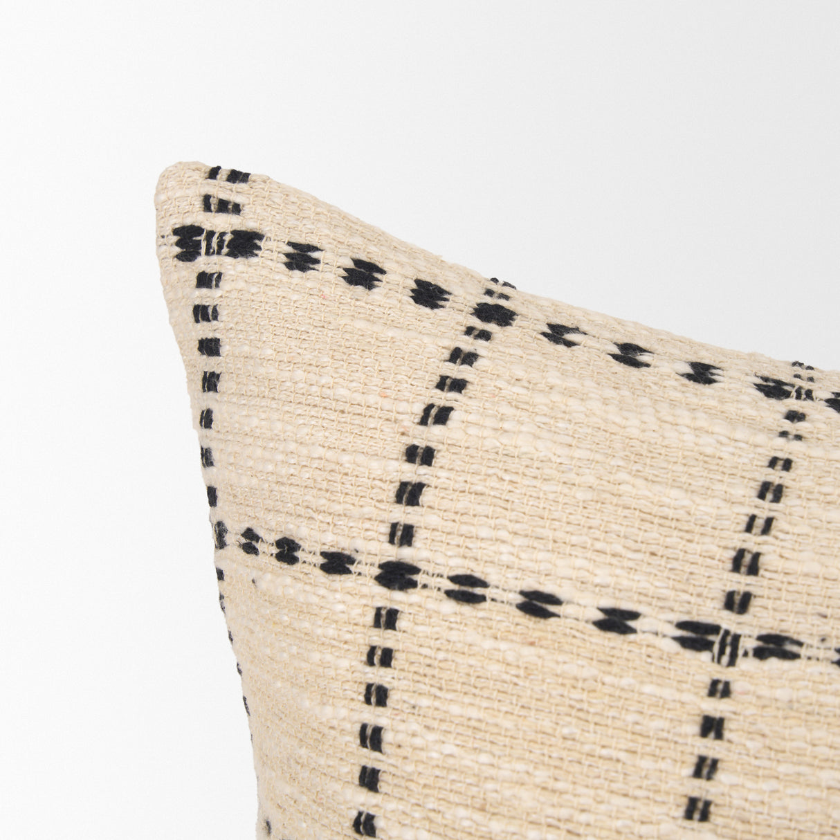 Jaela 14x26 Beige and Black Striped Lumbar Pillow Cover w/Down Filler, Set of 2 from Mercana - Luna Furniture