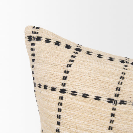 Jaela 14x26 Beige and Black Striped Lumbar Pillow Cover w/Down Filler, Set of 2 from Mercana - Luna Furniture