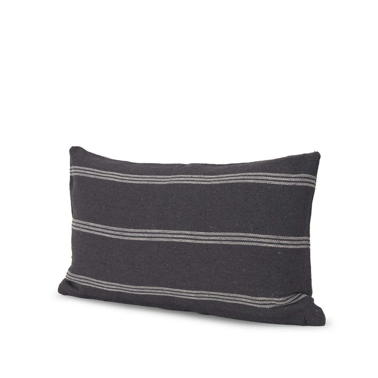 Jayme 14x26 Gray/White Striped Cotton Lumbar Pillow Cover w/Filler, Set of 2 from Mercana - Luna Furniture