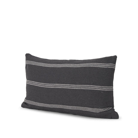 Jayme 14x26 Gray/White Striped Cotton Lumbar Pillow Cover w/Filler, Set of 2 from Mercana - Luna Furniture