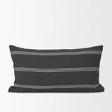 Jayme 14x26 Gray/White Striped Cotton Lumbar Pillow Cover w/Filler, Set of 2 from Mercana - Luna Furniture