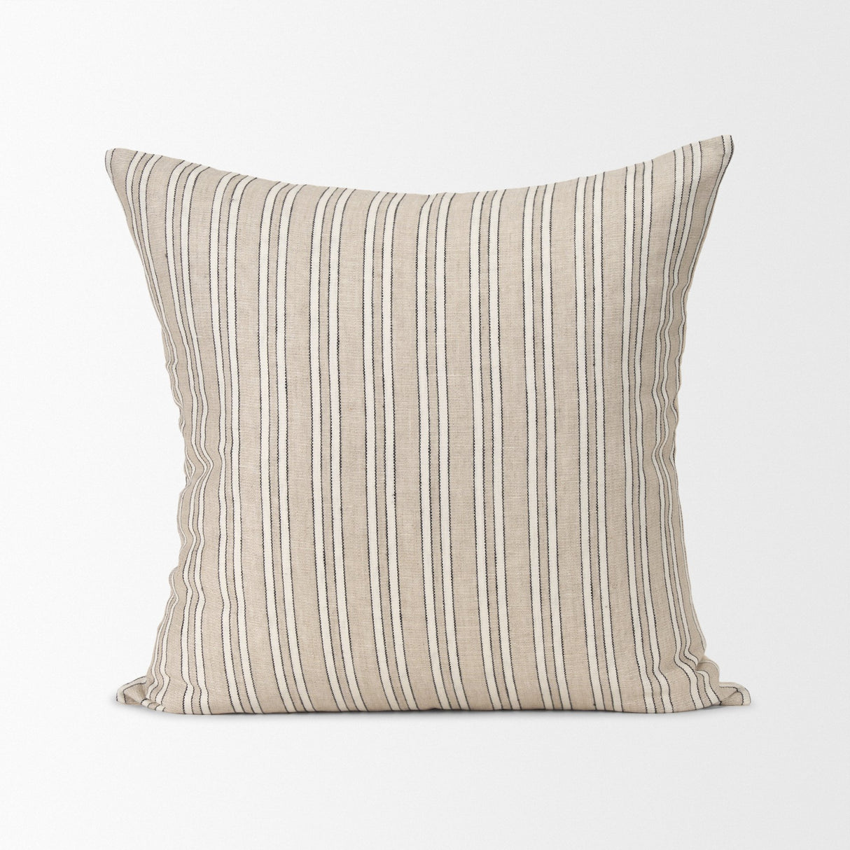 Jaxon 22x22 Beige/Black Striped Cotton-Linen Square Pillow Cover w/Down Filler, Set of 2 from Mercana - Luna Furniture