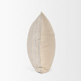 Jaxon 22x22 Beige/Black Striped Cotton-Linen Square Pillow Cover w/Down Filler, Set of 2 from Mercana - Luna Furniture