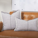 Thais 13x21 Gray Fabric Fringed Pillow Cover w/Non-Allegen Filler, Set of 2 from Mercana - Luna Furniture