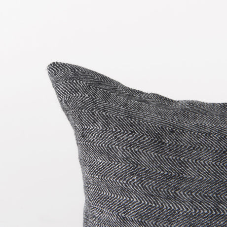Sibyl 13x21 Black Fabric Striped and White Fringed Pillow Cover w/Non-Allergen Filler, Set of 2 from Mercana - Luna Furniture