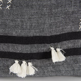 Sibyl 13x21 Black Fabric Striped and White Fringed Pillow Cover w/Non-Allergen Filler, Set of 2 from Mercana - Luna Furniture