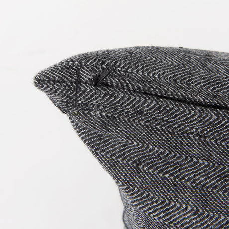 Sibyl 13x21 Black Fabric Striped and White Fringed Pillow Cover w/Non-Allergen Filler, Set of 2 from Mercana - Luna Furniture