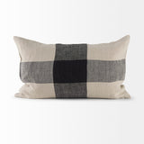 Raquel 13x21 Beige and Black Fabric Plaid Pillow Cover w/Non-Allergen Filler, Set of 2 from Mercana - Luna Furniture