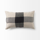 Raquel 13x21 Beige and Black Fabric Plaid Pillow Cover w/Non-Allergen Filler, Set of 2 from Mercana - Luna Furniture