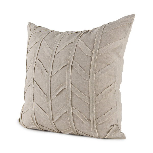 Ivivva 20x20 Beige Fabric Textured Pillow Cover w/Non-Allergen Filler, Set of 2
