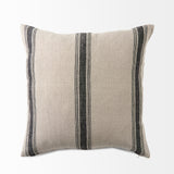 Hattie 20x20 Beige/Black Fabric Striped Pillow Cover w/Non-Allergen Filler, Set of 2 from Mercana - Luna Furniture