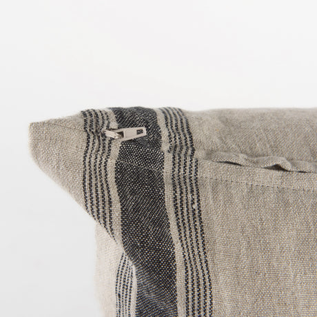 Hattie 20x20 Beige/Black Fabric Striped Pillow Cover w/Non-Allergen Filler, Set of 2 from Mercana - Luna Furniture