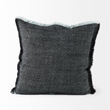 Malia 20x20 Black and Teal Fabric Fringed Pillow Cover w/Non-Allergen Filler, Set of 2 from Mercana - Luna Furniture