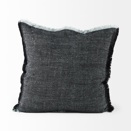 Malia 20x20 Black and Teal Fabric Fringed Pillow Cover w/Non-Allergen Filler, Set of 2 from Mercana - Luna Furniture