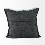 Malia 20x20 Black and Teal Fabric Fringed Pillow Cover w/Non-Allergen Filler, Set of 2 from Mercana - Luna Furniture
