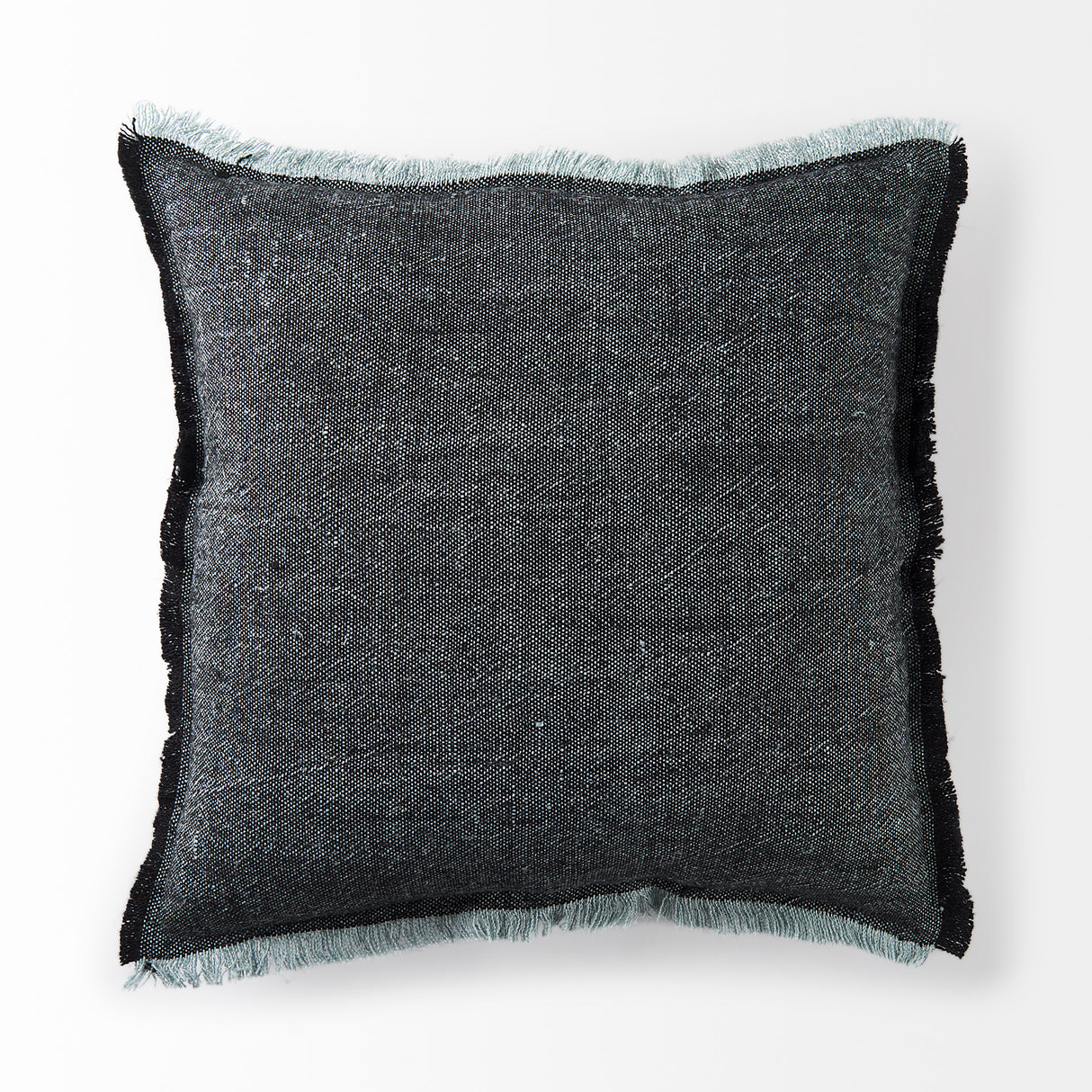 Malia 20x20 Black and Teal Fabric Fringed Pillow Cover w/Non-Allergen Filler, Set of 2 from Mercana - Luna Furniture