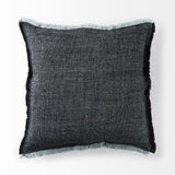 Malia 20x20 Black and Teal Fabric Fringed Pillow Cover w/Non-Allergen Filler, Set of 2 from Mercana - Luna Furniture