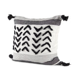 Kimia 20x20 White/Black Fabric Fringed Pillow Cover w/Non-Allergen Filler, Set of 2 from Mercana - Luna Furniture
