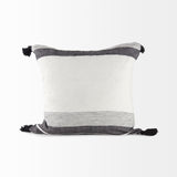 Kimia 20x20 White/Black Fabric Fringed Pillow Cover w/Non-Allergen Filler, Set of 2 from Mercana - Luna Furniture