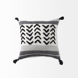 Kimia 20x20 White/Black Fabric Fringed Pillow Cover w/Non-Allergen Filler, Set of 2 from Mercana - Luna Furniture