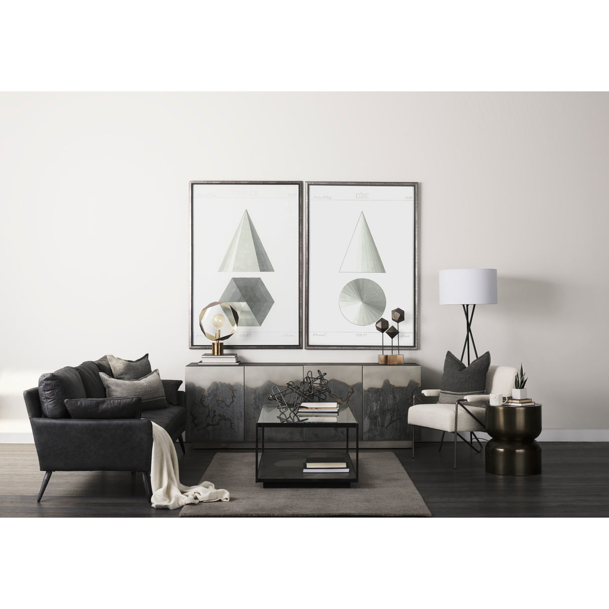 Zadie 20x20 Light/Dark Gray Fabric Color Blocked Pillow Cover w/Non Allergen FIller, Set of 2 from Mercana - Luna Furniture