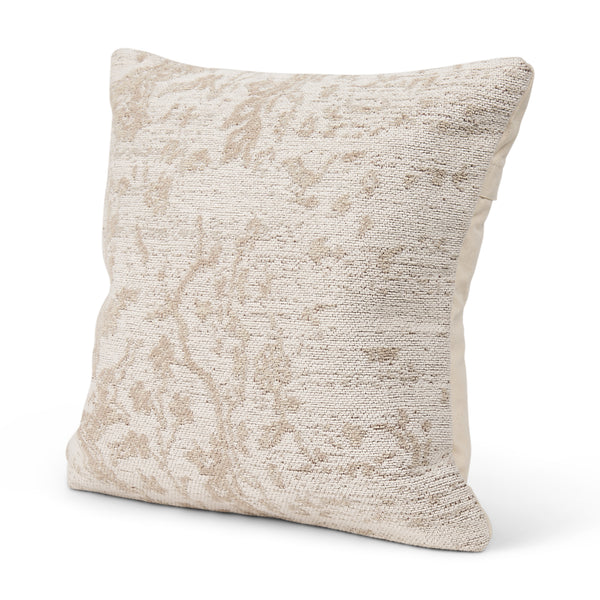 Khloe 20x20 Cream Square Pillow Cover w/Non-Allergen Filler, Set of 2