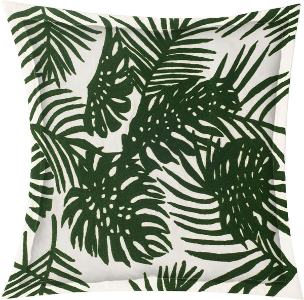 Boyle I 20x20 Green Tropical Palm Leaf Pillow Cover w/Non-Allergen Filler, Set of 2
