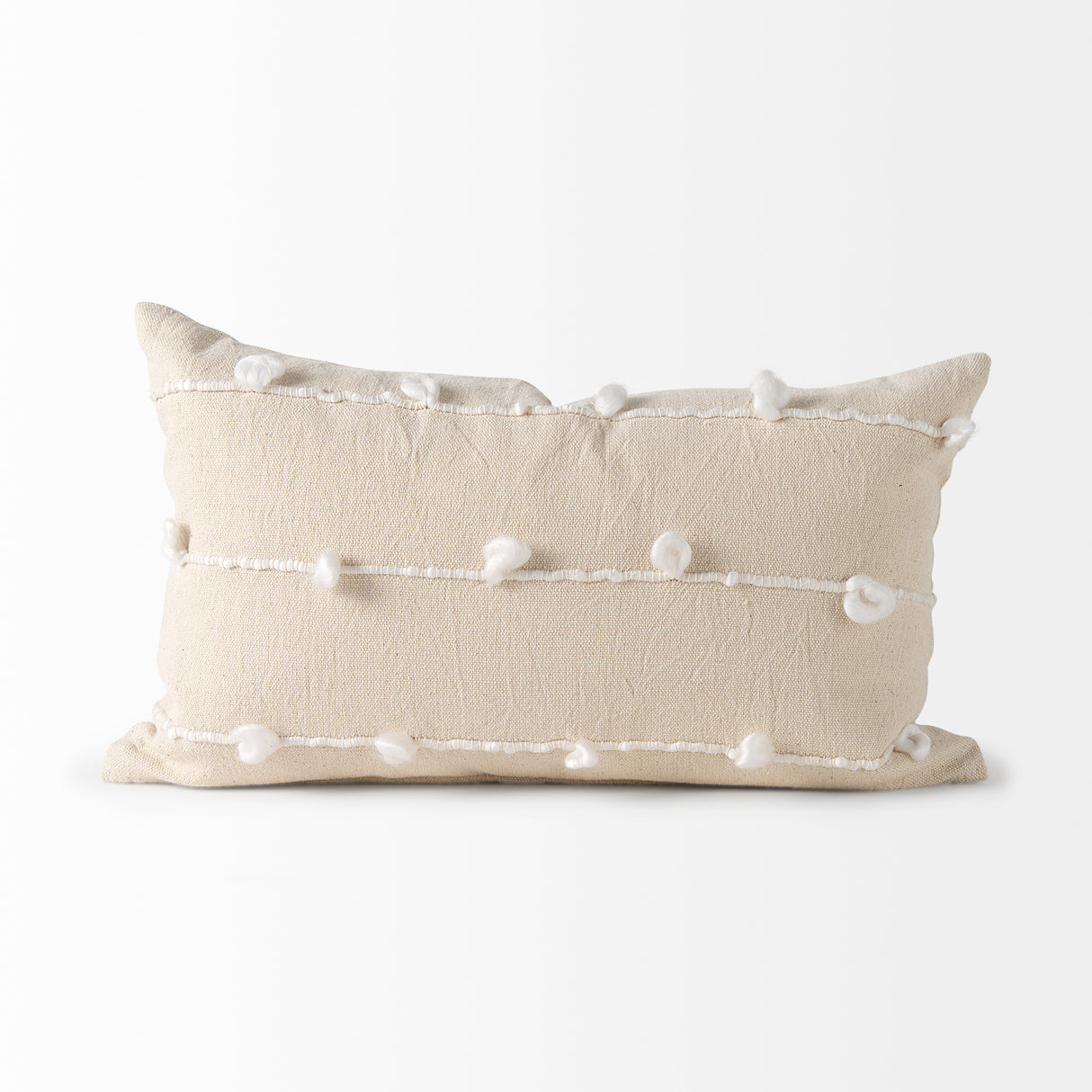 Erica 13x21 Cream With White Detail Pillow Cover w/Non-Allergen Filler, Set of 2 from Mercana - Luna Furniture