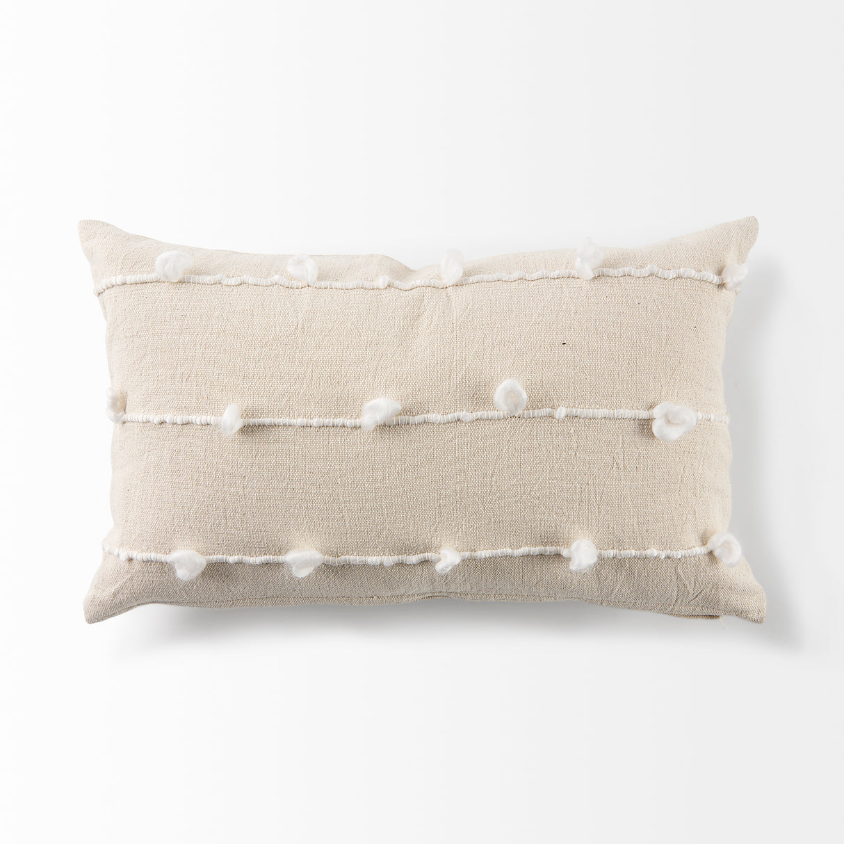 Erica 13x21 Cream With White Detail Pillow Cover w/Non-Allergen Filler, Set of 2 from Mercana - Luna Furniture