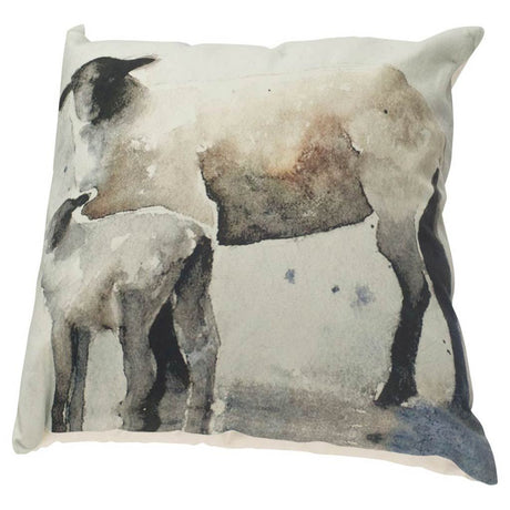Clover 18x18 Gray Watercolor Lambs Decorative Pillow Cover w/Down Filler, Set of 2 from Mercana - Luna Furniture