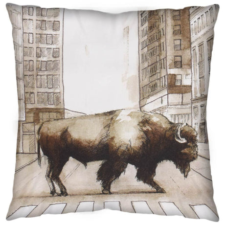 Northstreet II 18x18 Brown Bison City Crossing Pillow Cover w/Down Filler, Set of 2 from Mercana - Luna Furniture