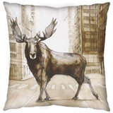 Northstreet II 18x18 Brown Moose City Crossing Pillow Cover w/Non-Allergen Filler, Set of 2 from Mercana - Luna Furniture