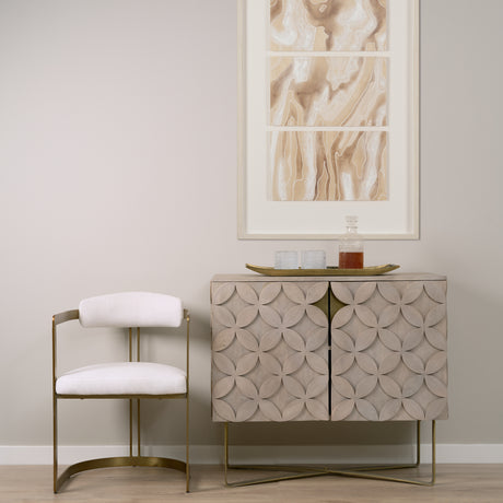 Excelsior 36.0L x 18.0W x 32.5H Light Brown Wood Gold Iron Base Accent Cabinet from Mercana - Luna Furniture