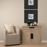Braxton 33.5L x 18.5W x 31.5H Beige Wood W/Black Accents 2 Door Accent Cabinet from Mercana - Luna Furniture